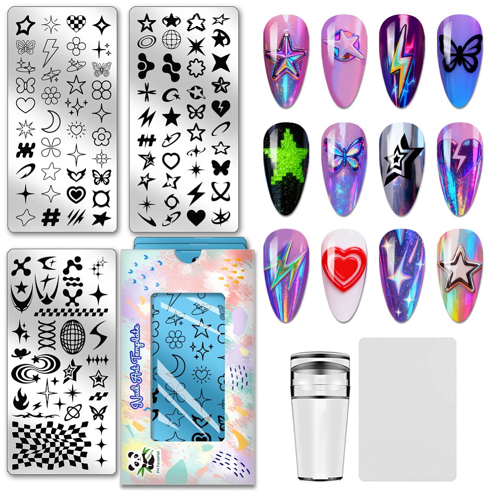 Nail Stamping Plate - 3pcs Sweet Cool Nail Stamping Plate
