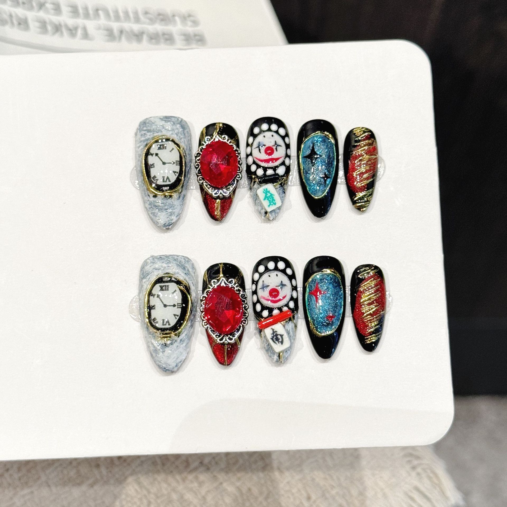 Nail Adhesive Tab - 10Pcs Handmade Retro Funny Nail Art