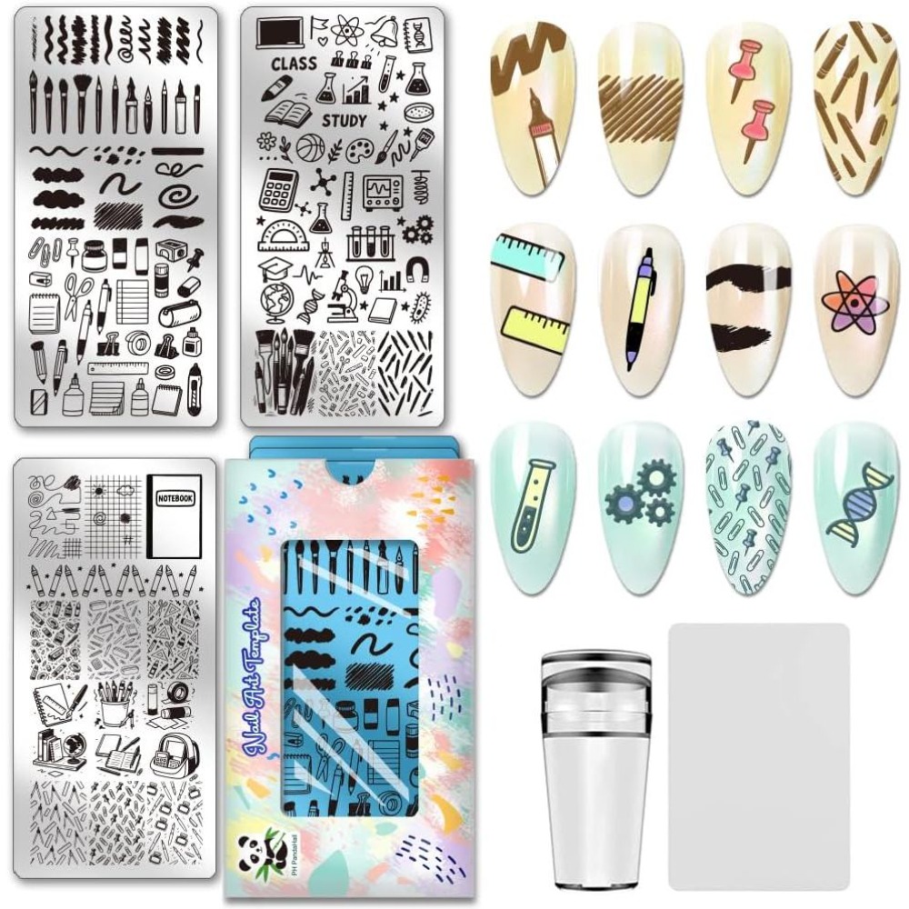Nail Stamping Plate - 3pcs Stationery Nail Stamping Plates Pen