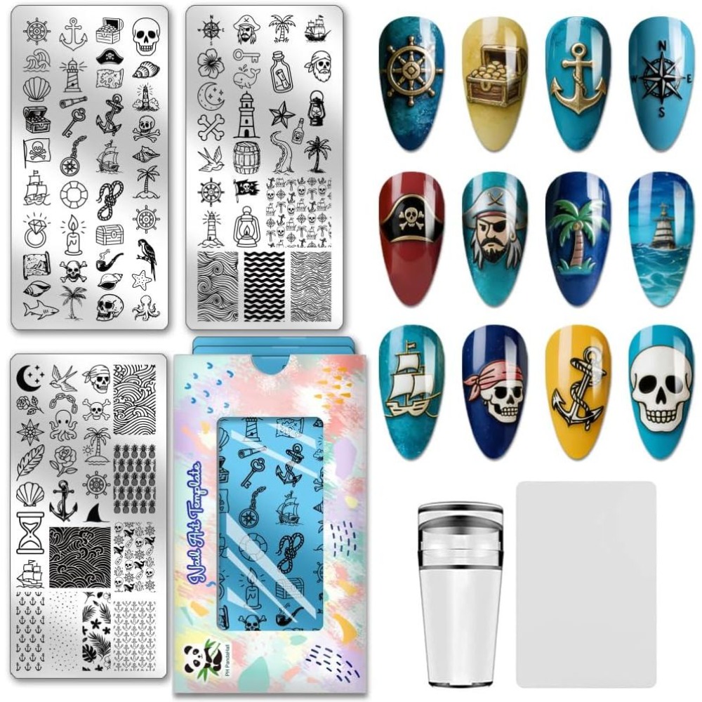 Nail Stamping Plate - 3pc Nautical Treasure Nail Stamping Plate