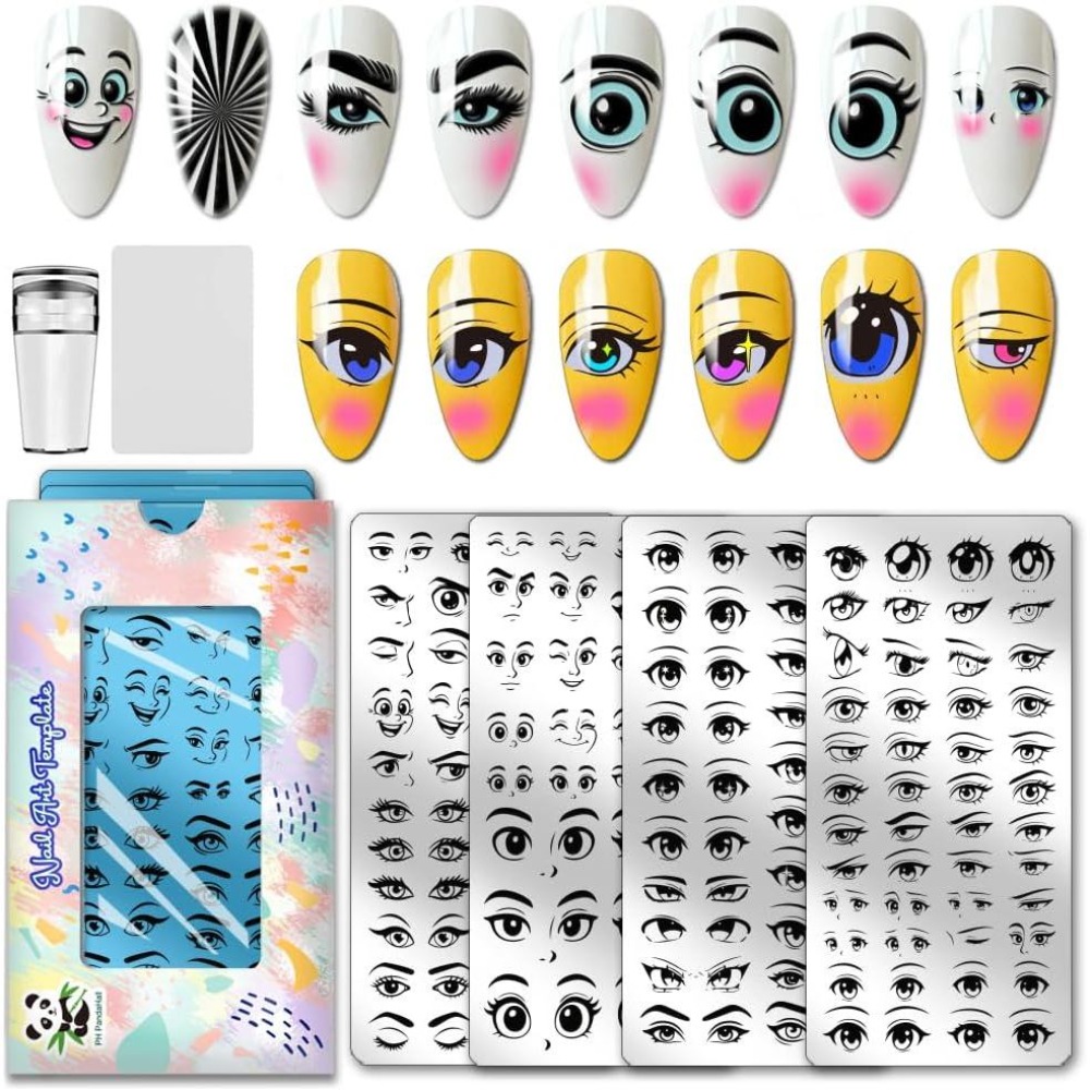 Nail Stamping Plate - 4pcs Comic Eyes Nail Stamping Plates