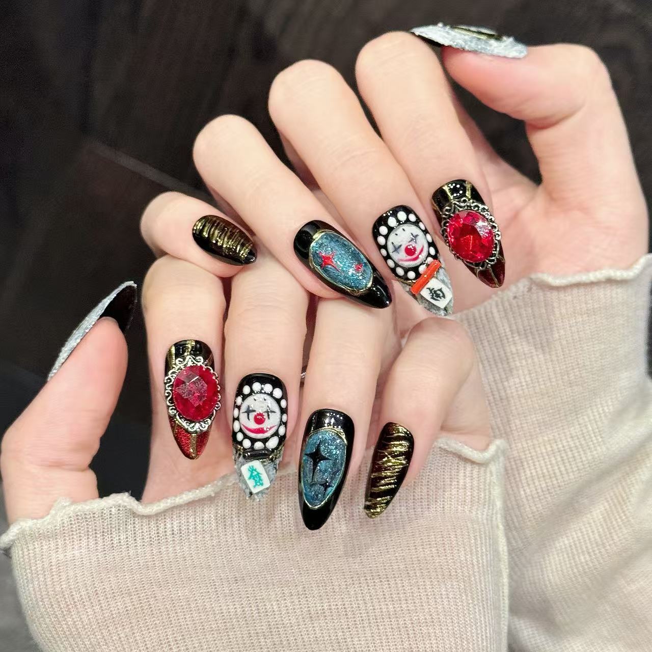 10Pcs Handmade Retro Funny Nai - Nail Adhesive Tab recension och pris