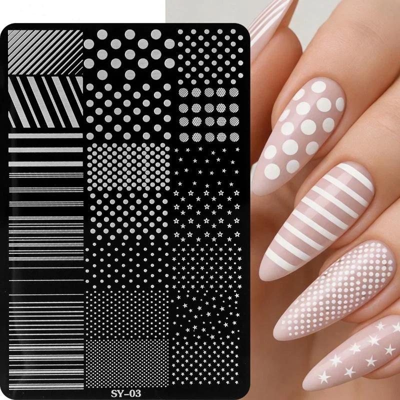 【B】3D Cute Dotting & Strip Lin - Nail Stamping Plate recension och pris