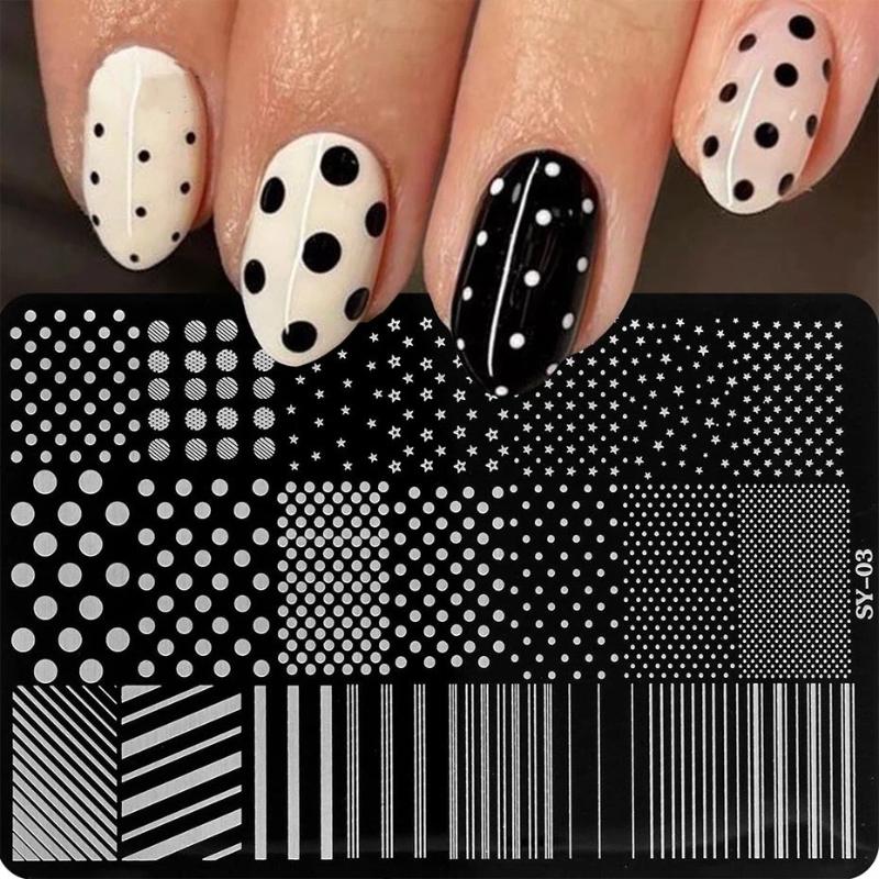 【B】3D Cute Dotting & Strip Lin - Nail Stamping Plate recension och pris