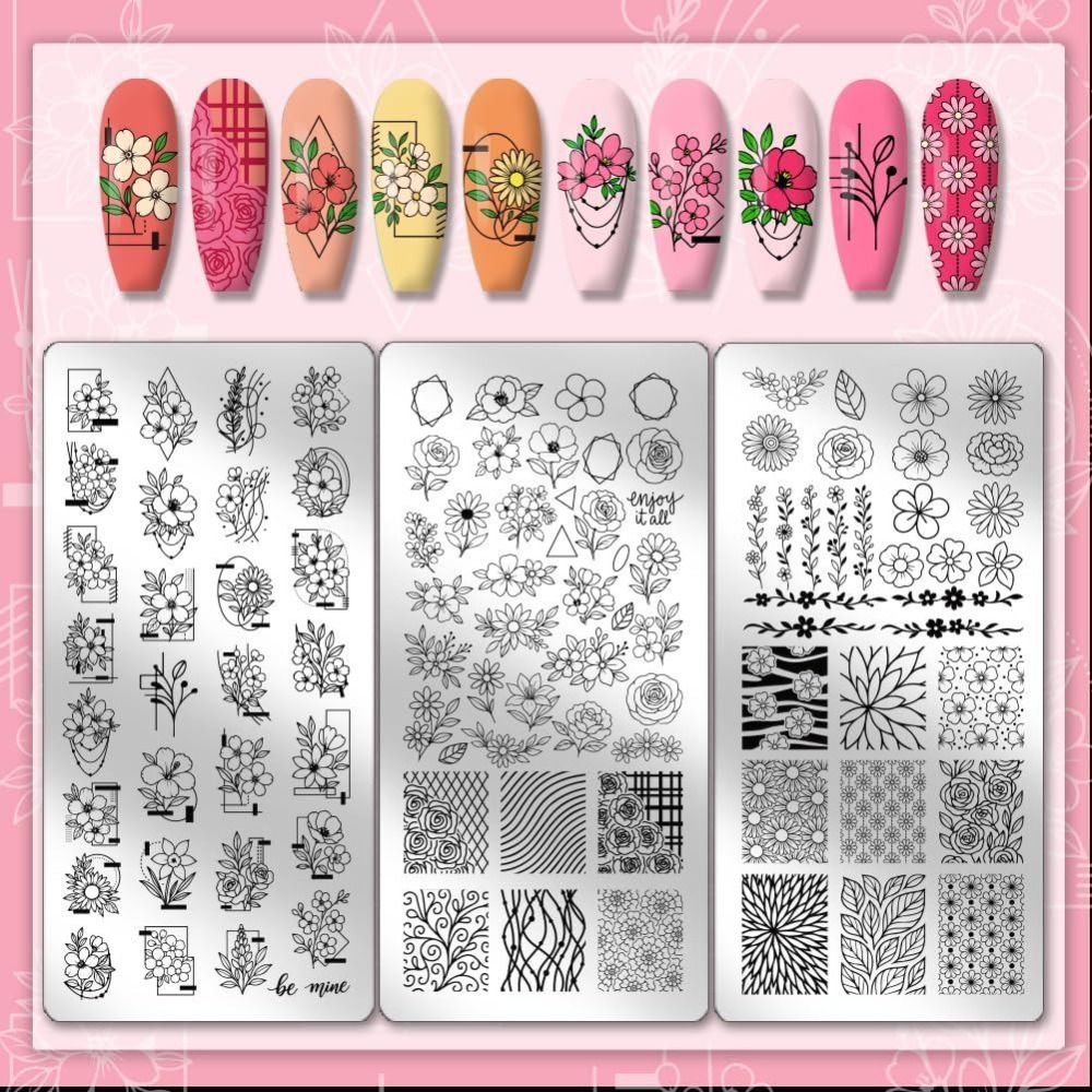 3pcs Flower Nail Stamping Plat - Nail Stamping Plate recension och pris