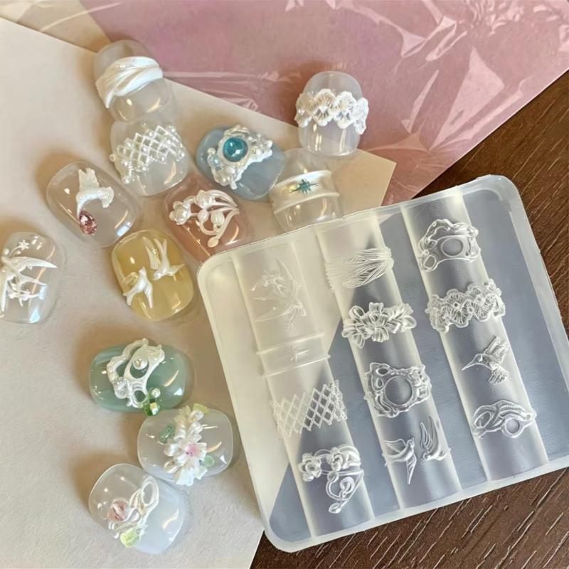 3D Bowknot Flower Silicone Nai - Nail Stamping Plate recension och pris
