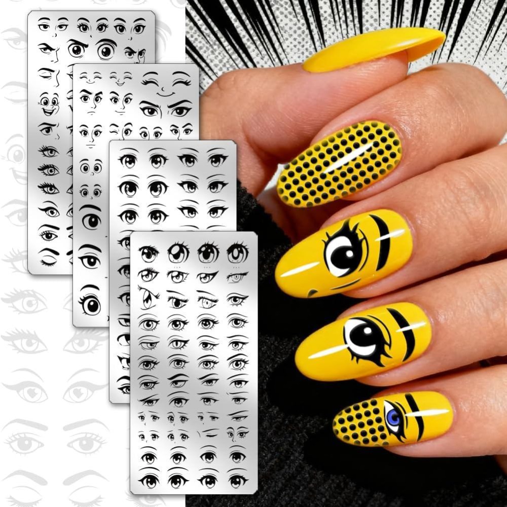 4pcs Comic Eyes Nail Stamping  - Nail Stamping Plate recension och pris