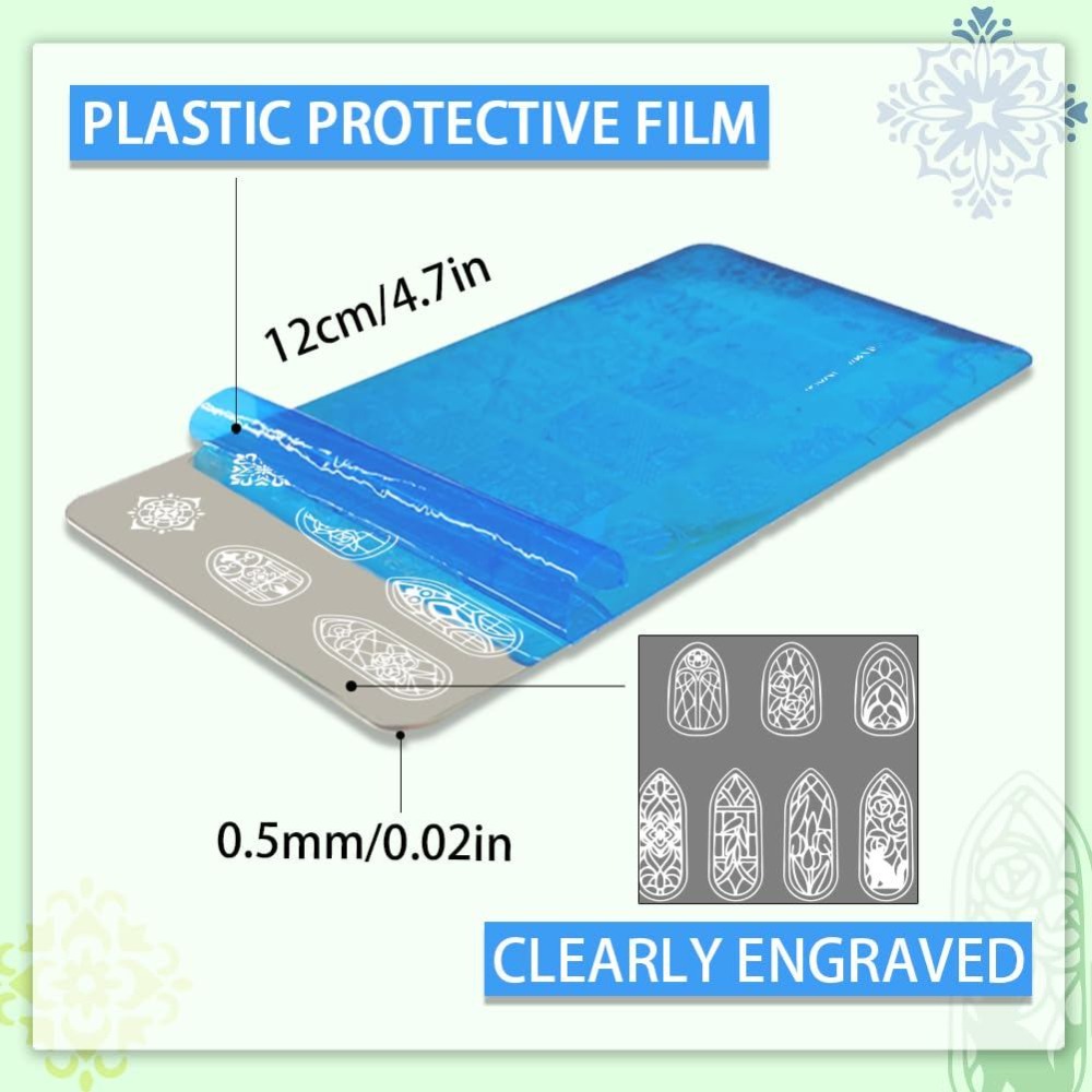 3pcs Glass Window Nail Art Tem - Nail Stamping Plate recension och pris