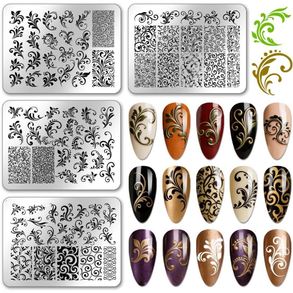 4pcs Swirl Pattern Nail Stampi - Nail Stamping Plate recension och pris