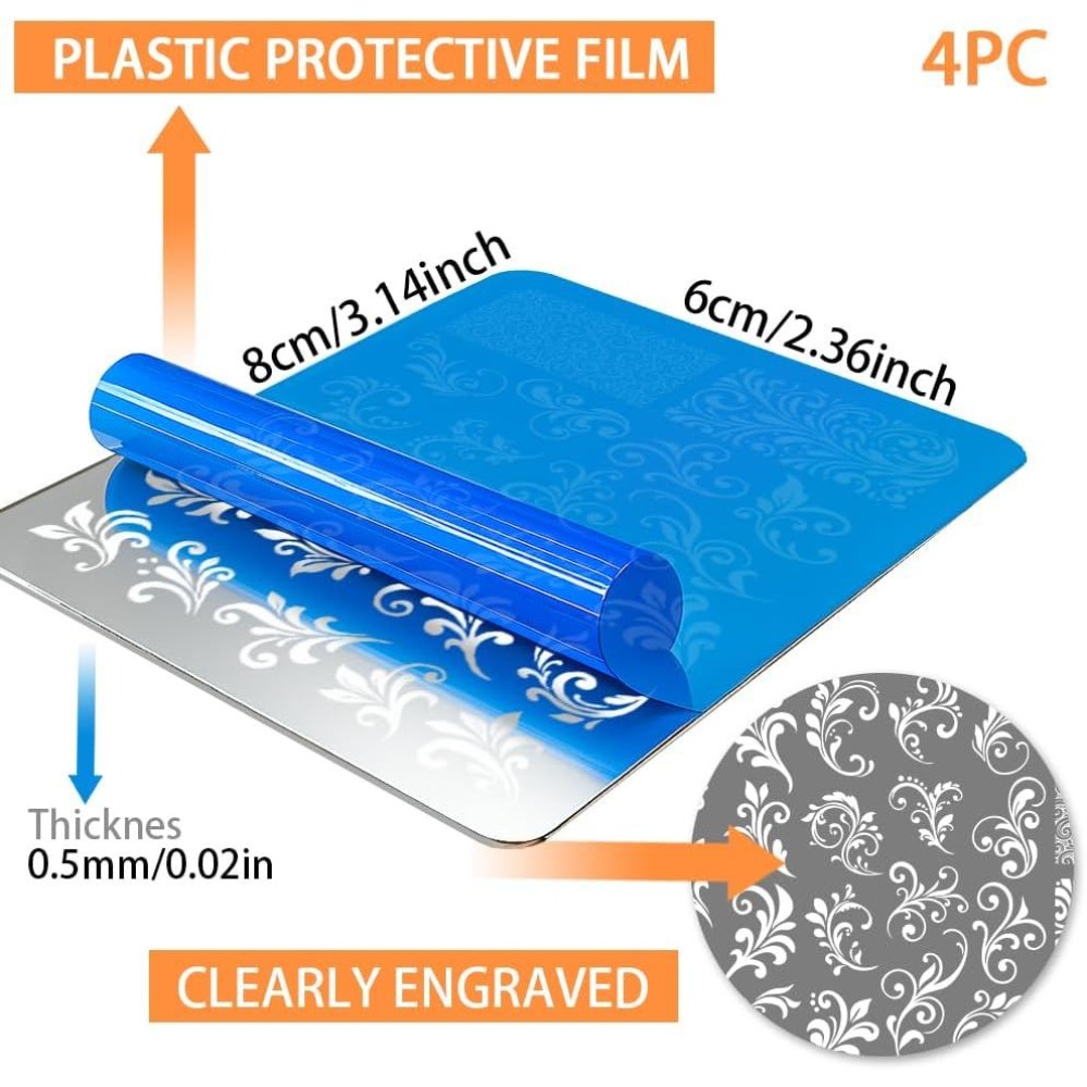 4pcs Swirl Pattern Nail Stampi - Nail Stamping Plate recension och pris