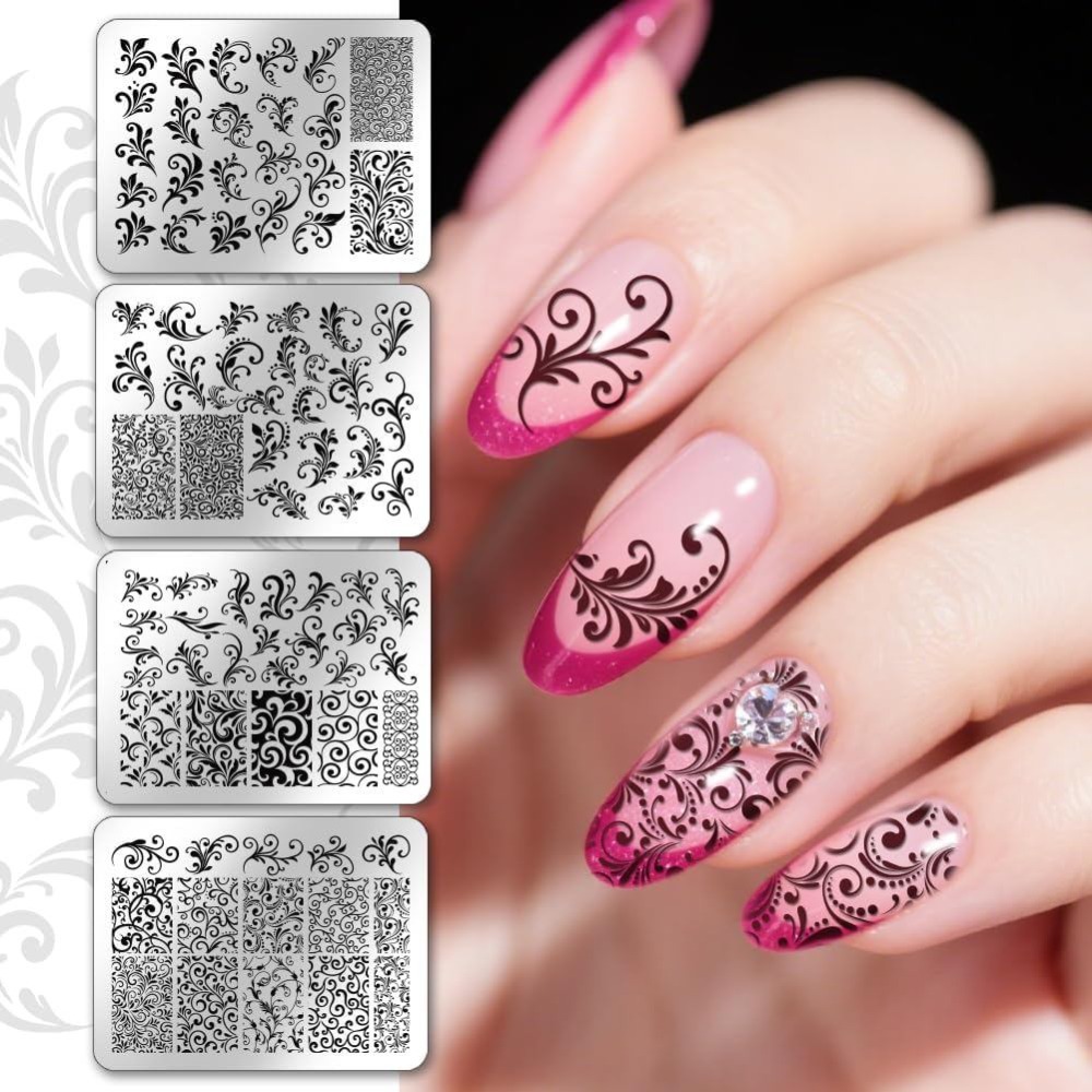 4pcs Swirl Pattern Nail Stampi - Nail Stamping Plate recension och pris