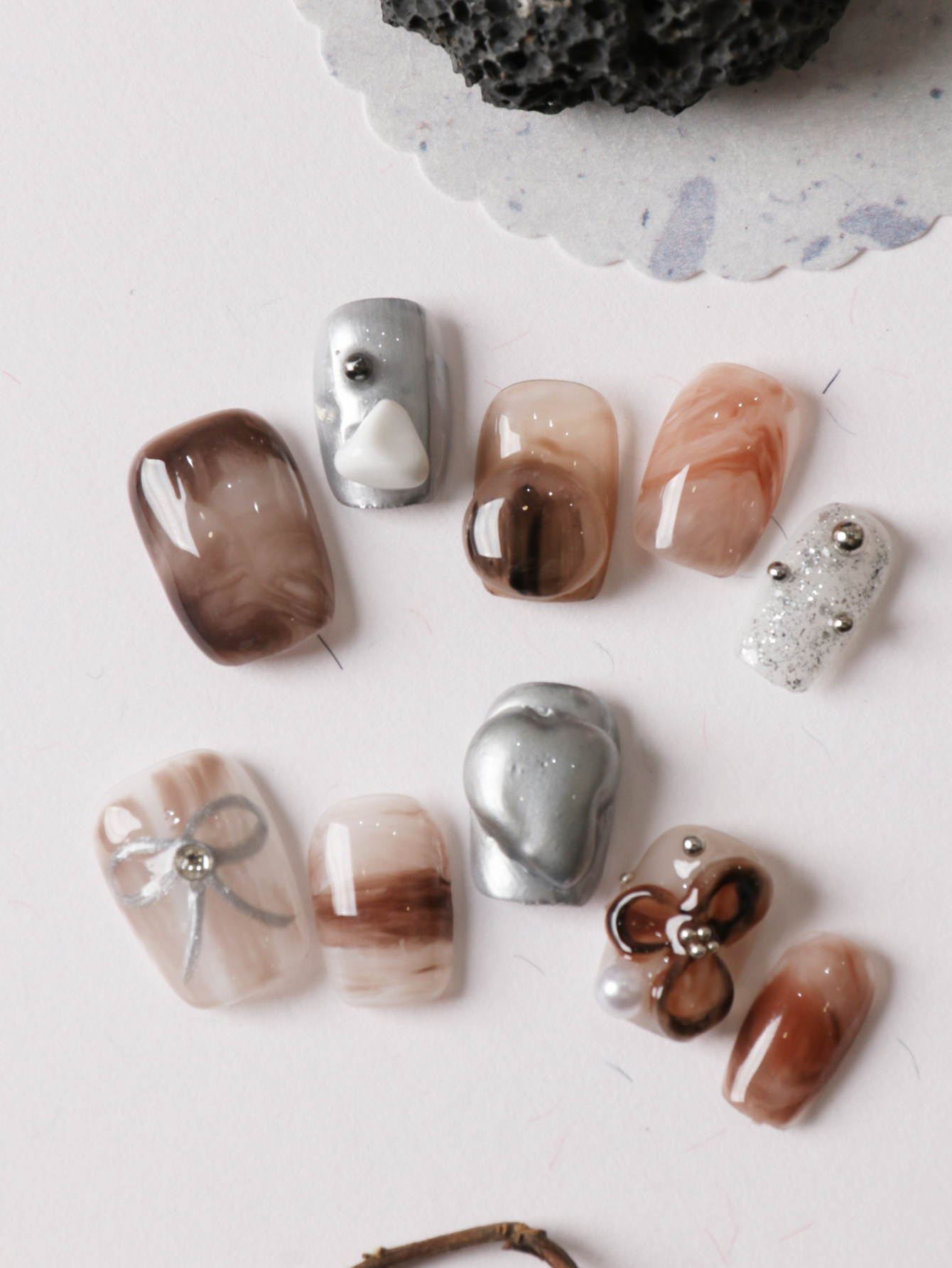 10Pcs Press on Nails Short Bro - Nail Adhesive Tab recension och pris