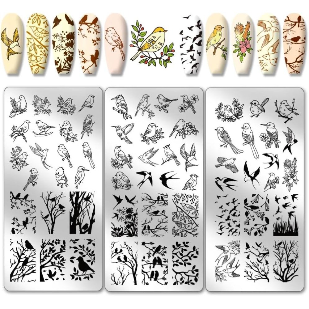 3pcs Bird Nail Stamping Plates - Nail Stamping Plate recension och pris